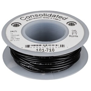 Consolidated Stranded 24 AWG Hook-Up Wire 25 ft. Black UL Rated